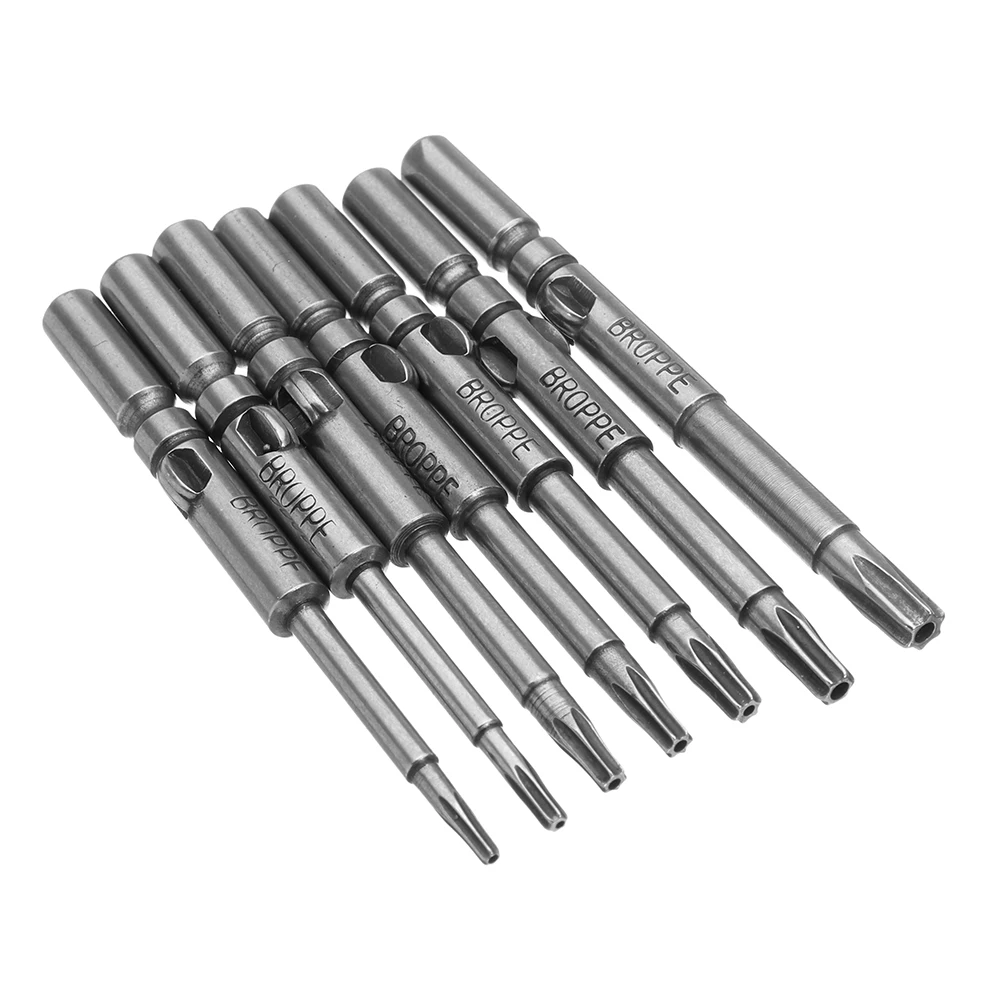 BROPPE 7 шт. 801 T6-T20 отвертка Torx Набор бит 5 мм круглый хвостовик электрическая отвертка Биты S2 легированная сталь ручные инструменты