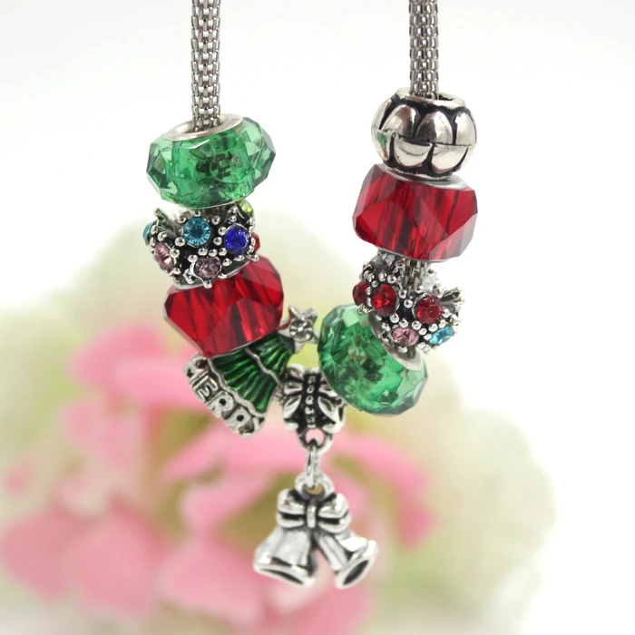 10 шт./лот оптовая продажа Рождественский женский браслет X'mas Tree Santa Bell