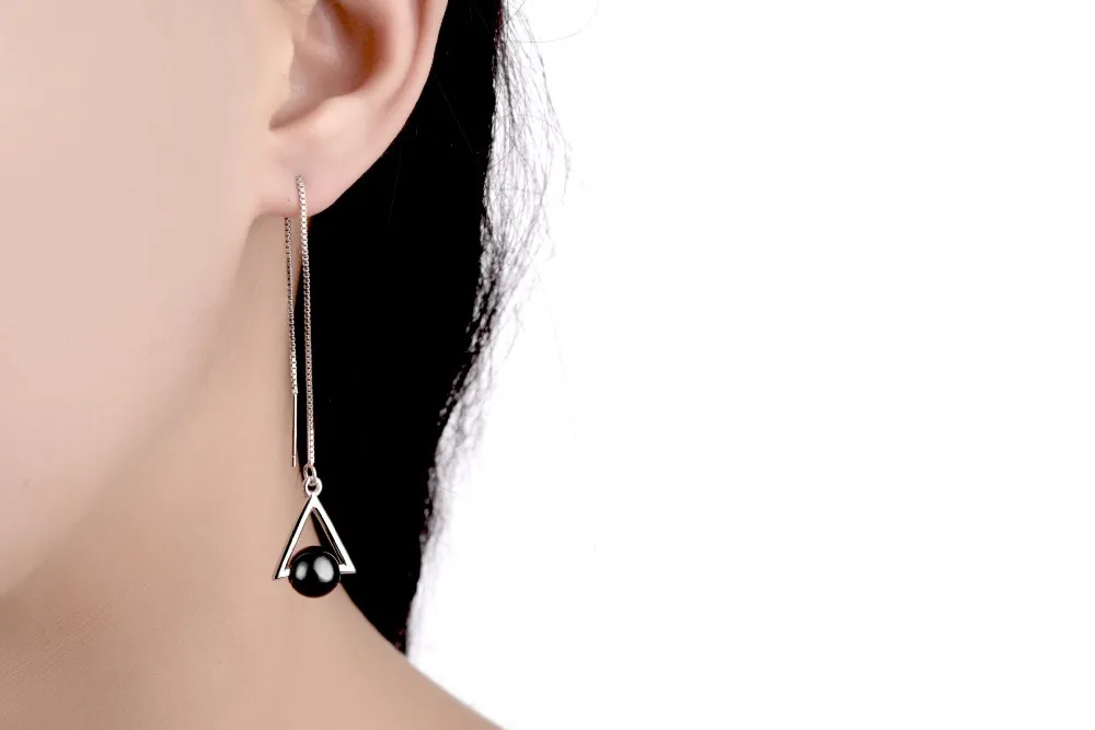 Женские Модные ювелирные изделия длинные серьги с кисточками Настоящее серебро