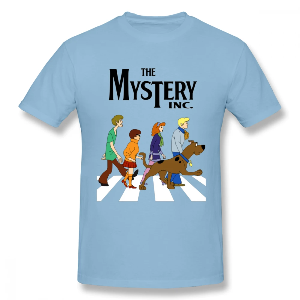 Небесно-голубой Мужские футболки Scooby Doo Abbey Road, футболка из чистого хлопка, плюс размер, горячая распродажа, Новое поступление, с коротким рукавом - Цвет: Небесно-голубой