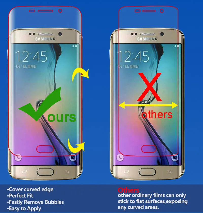 3 шт Полное покрытие экрана протектор для Samsung Galaxy S7 edge S6 TPU Материал Анти взрыв с