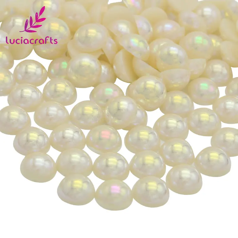 Champagne Lucia crafts 8 мм многоцветные полукруглые бусины из АБС-пластика, имитация жемчуга, бисер для рукоделия, 144 шт F0104 - Цвет: Champagne