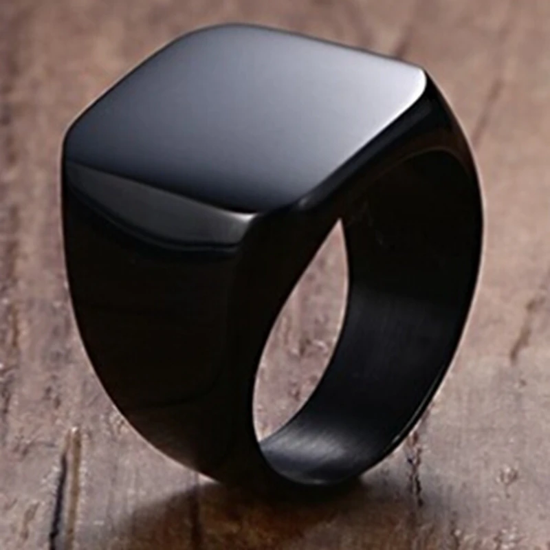 Вывеска-Кольцо из нержавеющей стали черного цвета размер 4-15 | Украшения и