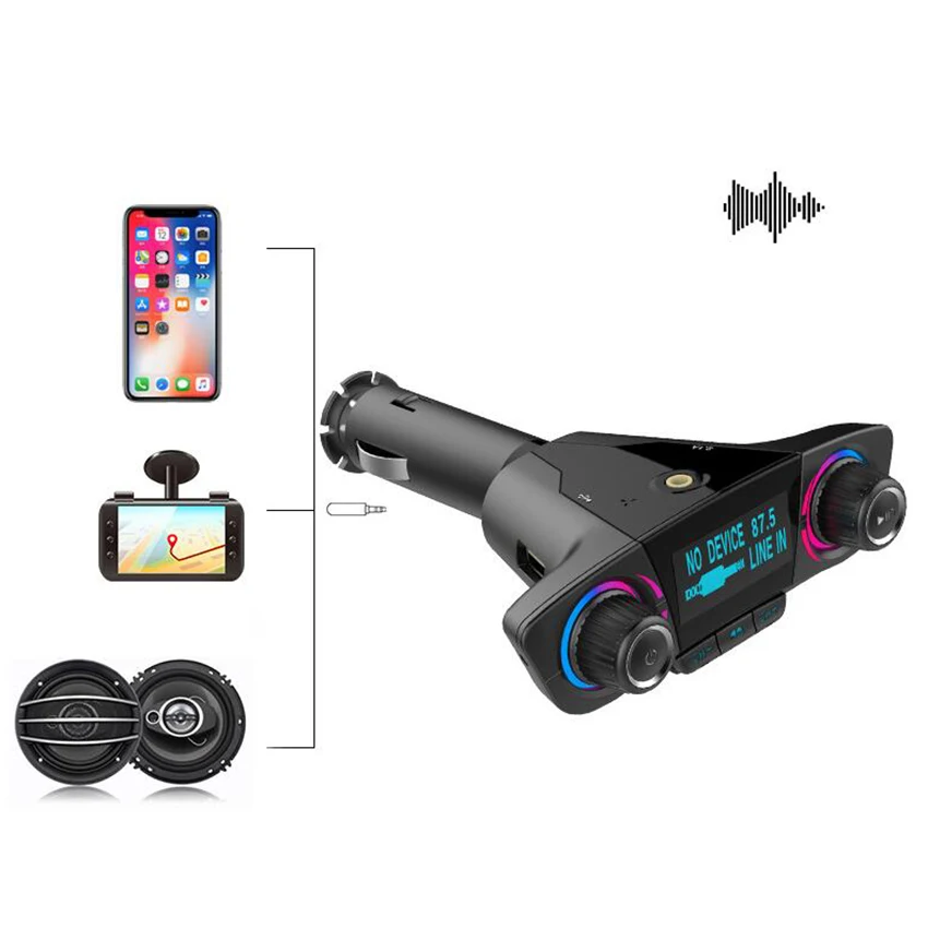 Audio Car MP3 Player Cigarette Lighter USB Modulator Bluetooth FM Transmitter Handsfree Display Charger Wireless Music | Автомобили и