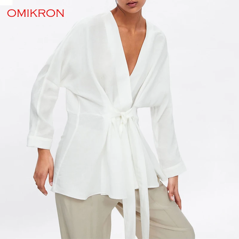 OMIKRON женская блузка рубашка весна лето Blusas офисные женские элегантные свободные