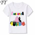 Милые забавные детские футболки с рисунком Barbapapa, летние топы для мальчиков и девочек, детская повседневная одежда для малышей, HKP5162