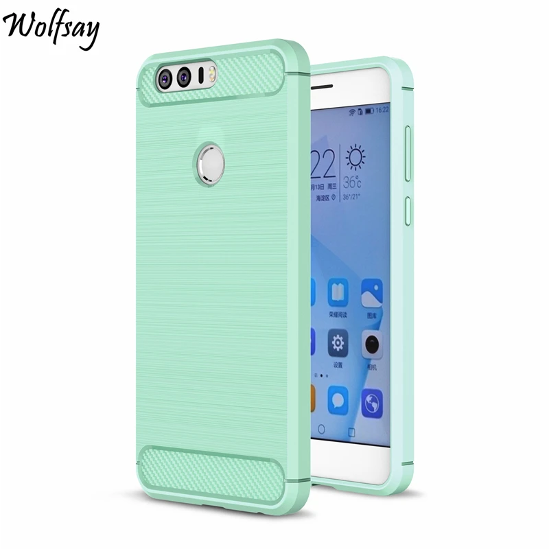 Wolfsay Case For Huawei Honor 8 Cover Soft TPU Brush Rugged Armor Fundas Phone |