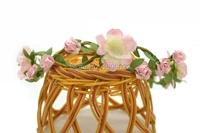decorative cherry blossom flower leves rattan crown halo pink wedding hair accessoreis prom party headwear carnival headdress