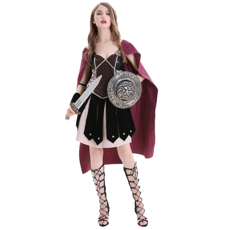 

Женский семейный костюм принцессы воина римского зины, Карнавальная вечеринка на Хэллоуин, косплей, римское спартанское платье-Гладиатор, ...