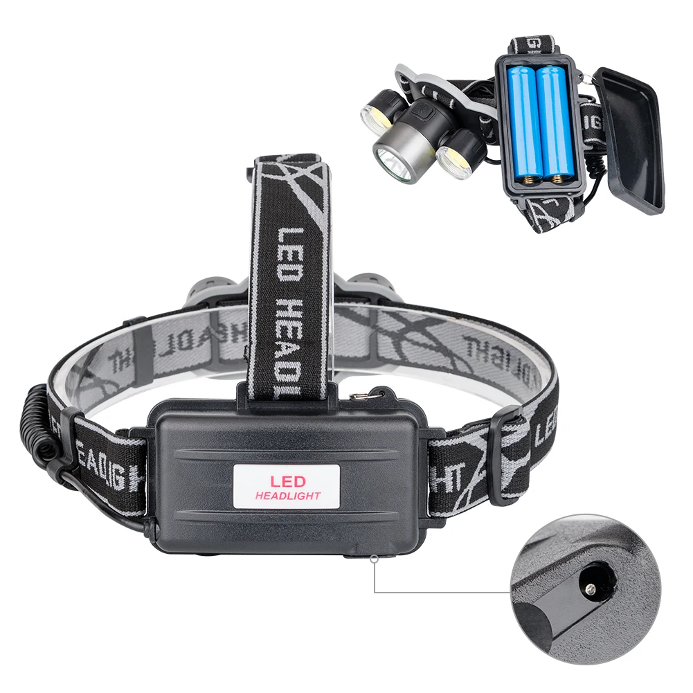 

3 LED Headlamps 4000 Lumens High Power LED Headlight T6+2*COB Camping Head Torch 5 Modes Head Lantern By 2*18650 Frontal Lamp