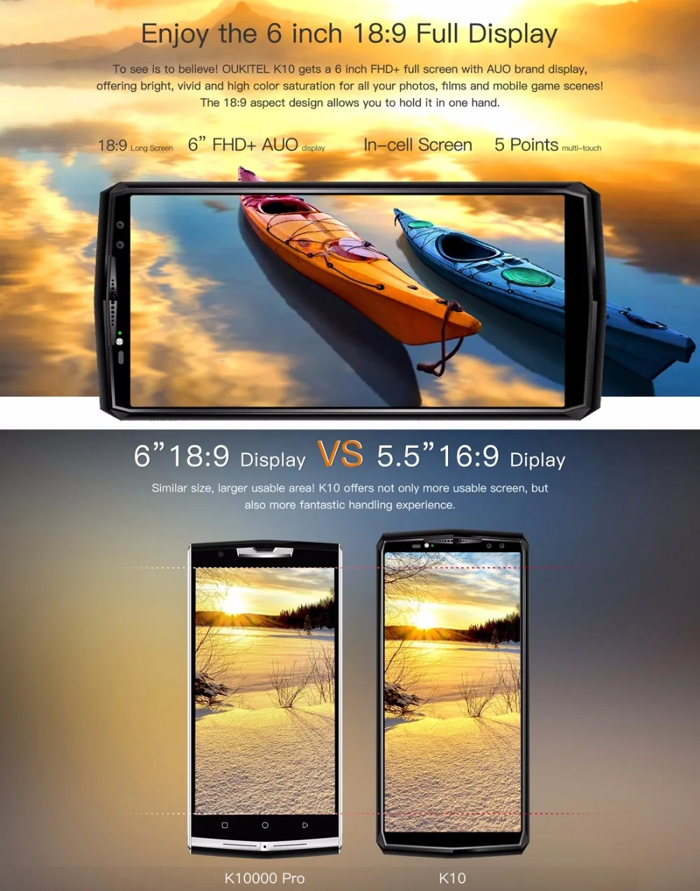 Oukitel K10 6 ГБ Оперативная память 4G B Встроенная мобильного телефона 0 &quotFHD 18:9 полный