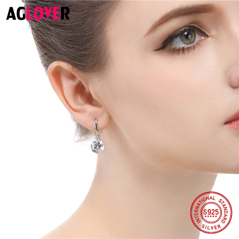 Женские серьги подвески из серебра 925 пробы с цирконом AAA|silver earings with zircon|silver earrings