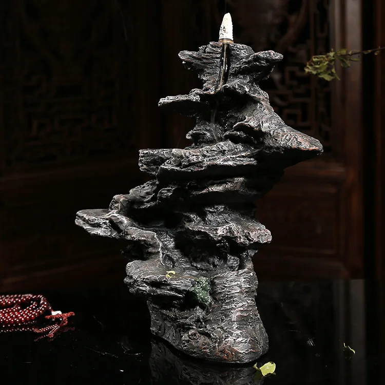 Zen Винтаж горы и поток воды дым обратного потока благовония горелка база