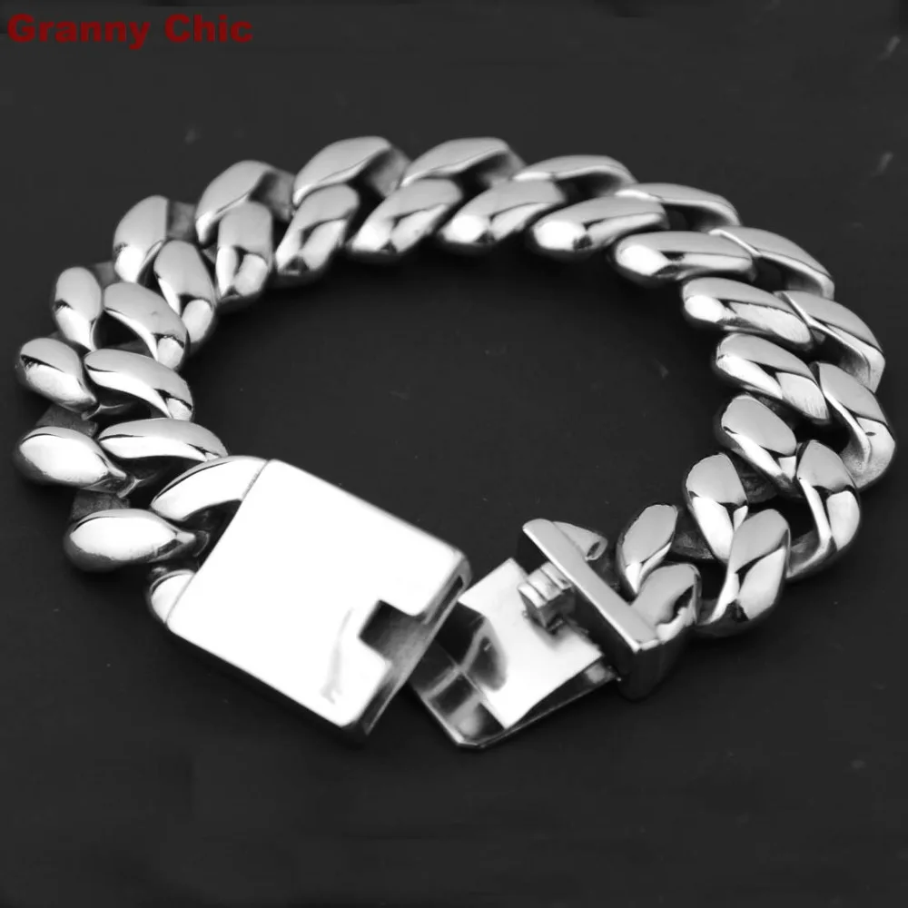 Granny Chic мужские ювелирные изделия высокого качества Bling Серебряный браслет из