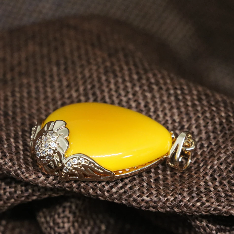 Высокое качество модный кулон в виде капли желтая искусственная смола пчелиный