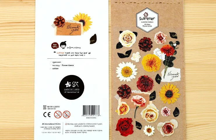 1 лист корейский Винтаж хлопчатобумажной ткани цветы канцелярские дневник