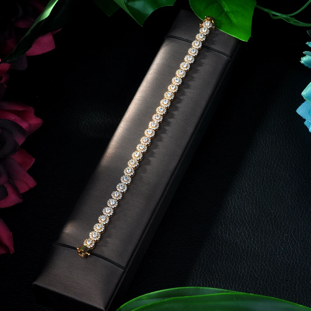 HIBRIDE трендовый микро CZ форма AAA + кубический циркон золотой цвет шарм браслеты для