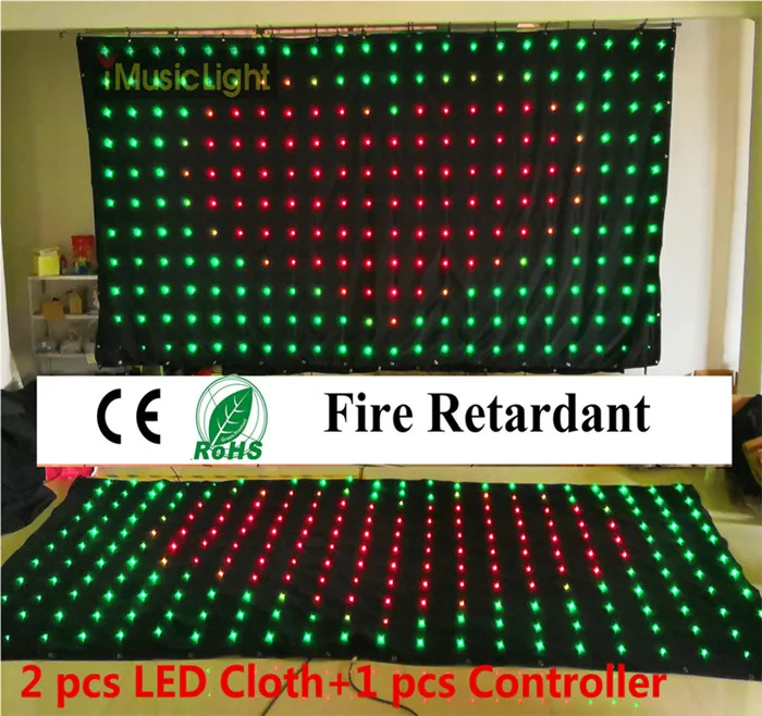 P18 2 м x 4 м светодиодный тканевый DMX светодиодный световой занавес RGB сценический светодиодный видеозанавес с контроллером - Цвет: 2pcs