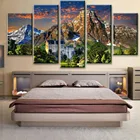 Модульная Картина на холсте, 5 шт., с изображением горного озера, неба, дерева, природного замка, HD-печать, настенный плакат для гостиной