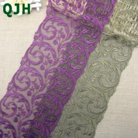 1yard fashion green purple lace trim 17 5cm wide embroidery net craft sewing decorative lace fabric diy clothing accessorie