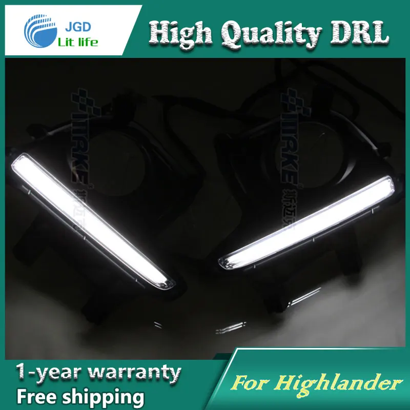 Free shipping !12V 6000k LED DRL Daytime running light case for Toyota Highlander 2015 fog lamp frame Fog Car styling | Автомобили и
