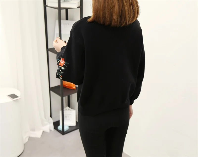 OHCLOTHING Новинка весна осень вышивка розы S/L Размер Женский вышитый свитер с длинным рукавом на молнии кардиган пальто F1761