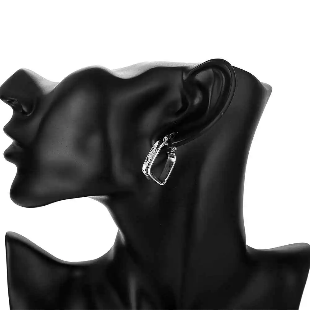 Простые Модные Стильные посеребренные модные квадратные серьги ювелирные