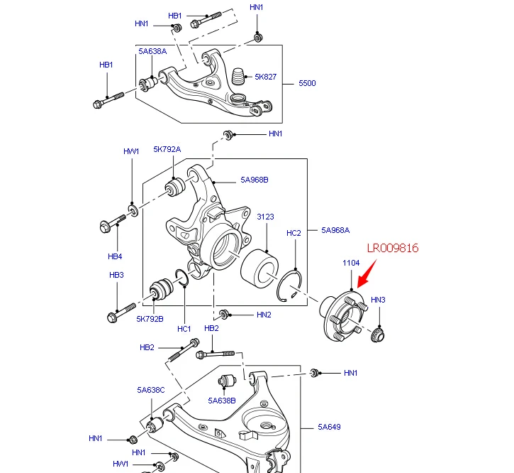 LR009816 автомобильный подшипник ступицы заднего колеса в сборе для Range Rover 2010 2012