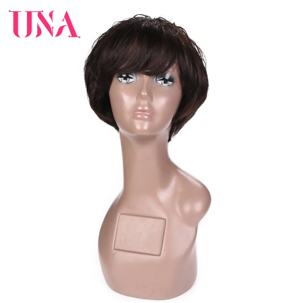 UNA Bob Short Wigs Brazilian Straight Hair Wigs Non Remy Brazilian Hair Wigs 120% High Density Short Human Hair Wigs For Women