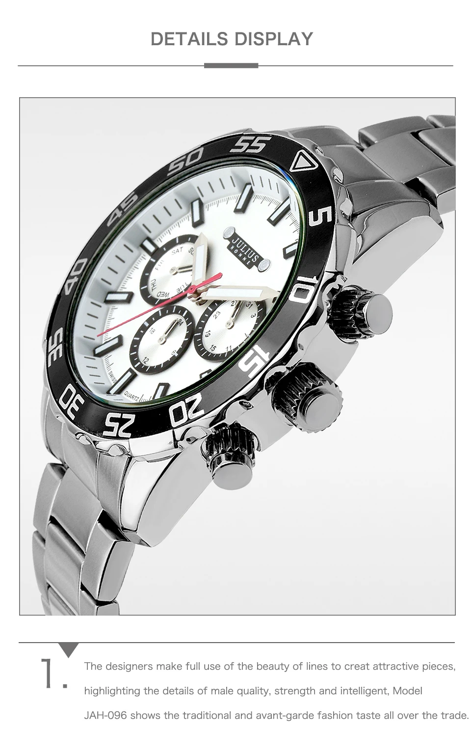 Часы наручные JULIUS мужские многофункциональные брендовые Роскошные деловые