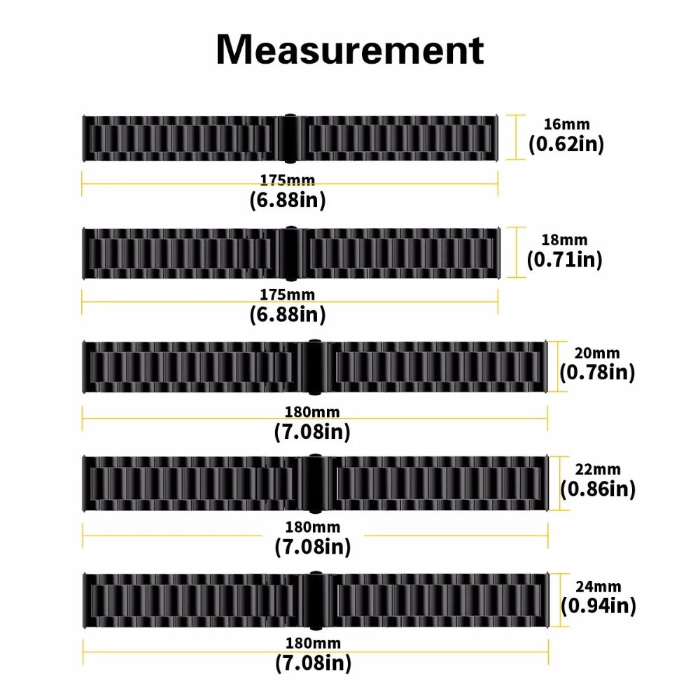 ANBEST 16mm 18mm 20mm 22mm Stainless Steel Band for Gear Sport S2 S3 Galaxy 42mm 46mm Smartwatches Strap Metal Wristbands