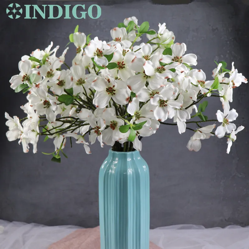 preço Indigo-atacado 100 Pçs Dogwood Flor (12pc Flores/haste) Bela Flor De Casamento Floral Festa Mesa Decoração Do Hotel Exibição