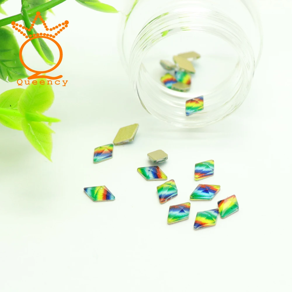 Фото Ромбовидная форма 5 мм * 8 для ногтей Кристалл Радужного цвета пришивные стразы с(China)