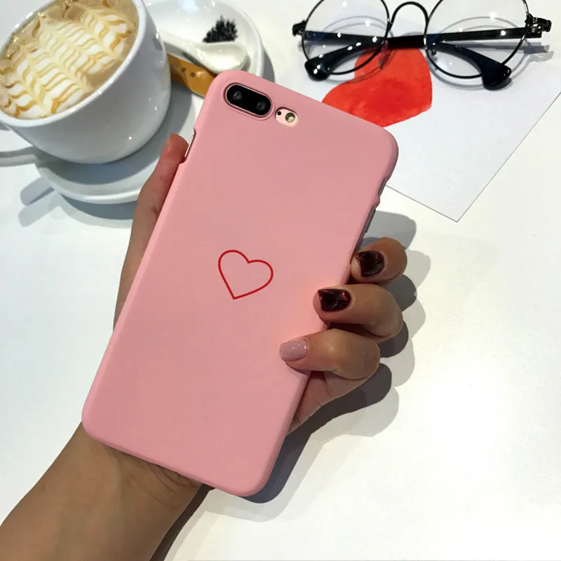 Чехол-накладка для iPhone 7 8 6 6S 6Plus X с милым сердечком Жесткий Чехол из поликарбоната