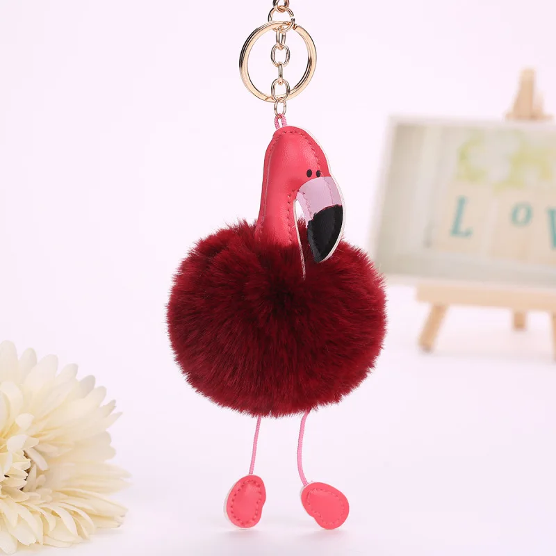 Брелок для ключей Juelee из искусственной кожи PU с фламинго|fluffy key chain|key chainkey chain fluffy |