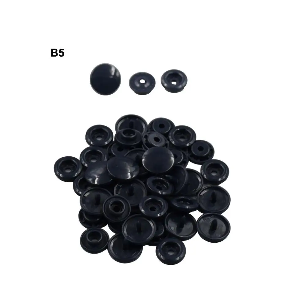 black-B5-glossy Пластиковые защелкивающиеся крепежи T5 12 мм 200/1000 Наборы KAM пришить пластиковая защелка Кнопка Размер 20 круглый для Пошив швейной ткани детский нагрудник - Цвет: black-B5-glossy