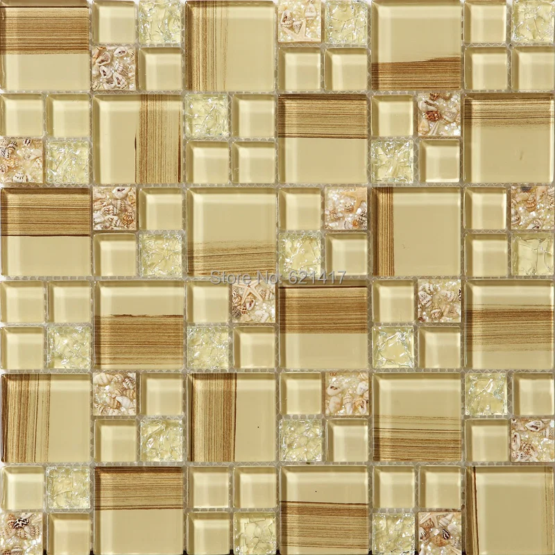 Новинка! Мозаика бежевого цвета из хрустального стекла для кухни ванной комнаты