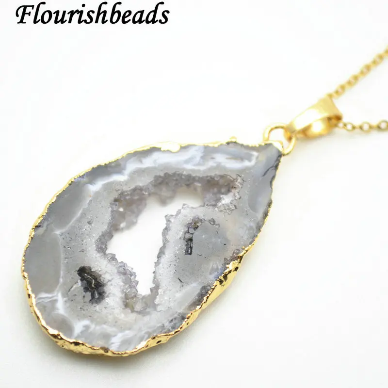 Natural Geode Drusy Agate Slice Stone Pendant Fashion Jewelry Supplies | Украшения и аксессуары