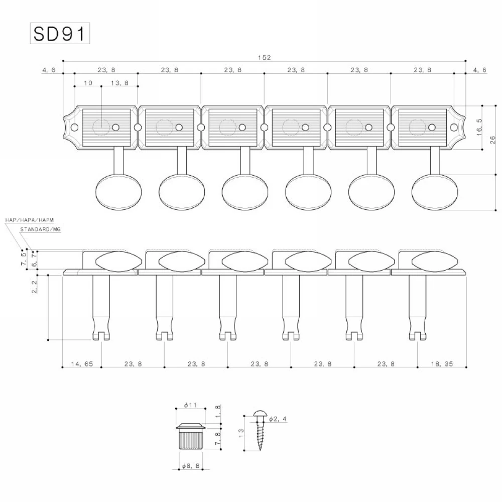 Оригинальные 6 In line готовые фотообои Kluson винтажные электрические гитарные станки