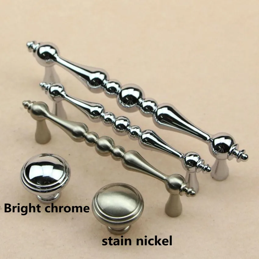 

96mm 128mm modern simple fashion bright chrome kitchen cabinet cupboard door handle stain nickel dresser drawer knob pull silver