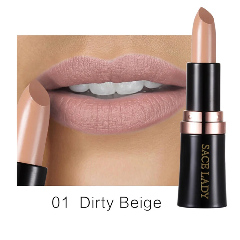 01 Dirty Beige Матовая губная помада, бренд,, красота, макияж, стойкий, водостойкий, красный макияж, набор для губ, Мате, телесный, косметический - Цвет: 01 Dirty Beige