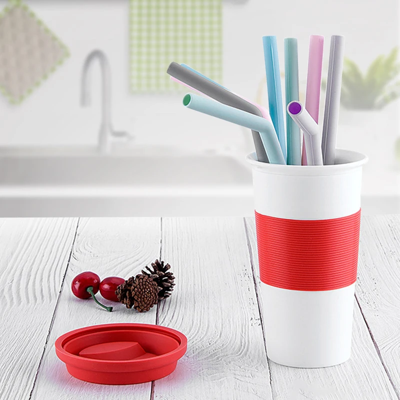 4 шт./компл. питьевые соломинки из пищевого силикона сверхдлинные гибкие