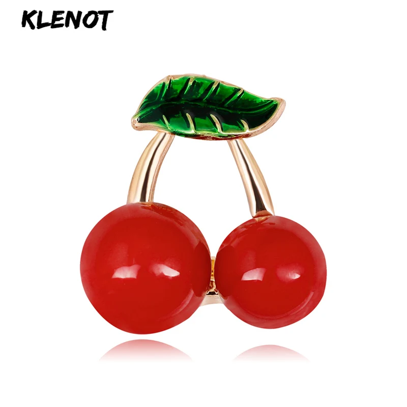 Декоративная брошь в виде вишни красные Эмалевые броши листьев фруктов для