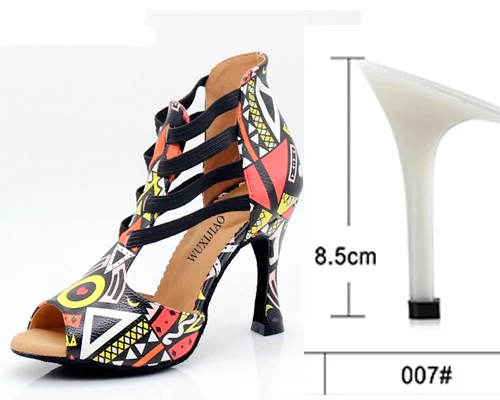 heel 8.5cm WUXIJIAO/Новинка; обувь для танцев с принтом для женщин; Танцевальная обувь для латинских танцев, сальсы; Обувь для бальных танцев; женская обувь; 9 см - Цвет: heel 8.5cm