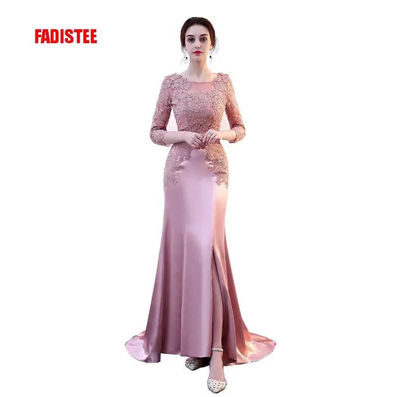 FADISTEE Новое поступление сексуальные вечерние платья Vestido de Festa Русалка платье для выпускного вечера на шнуровке Robe De Soiree кружева половина кружева рукав