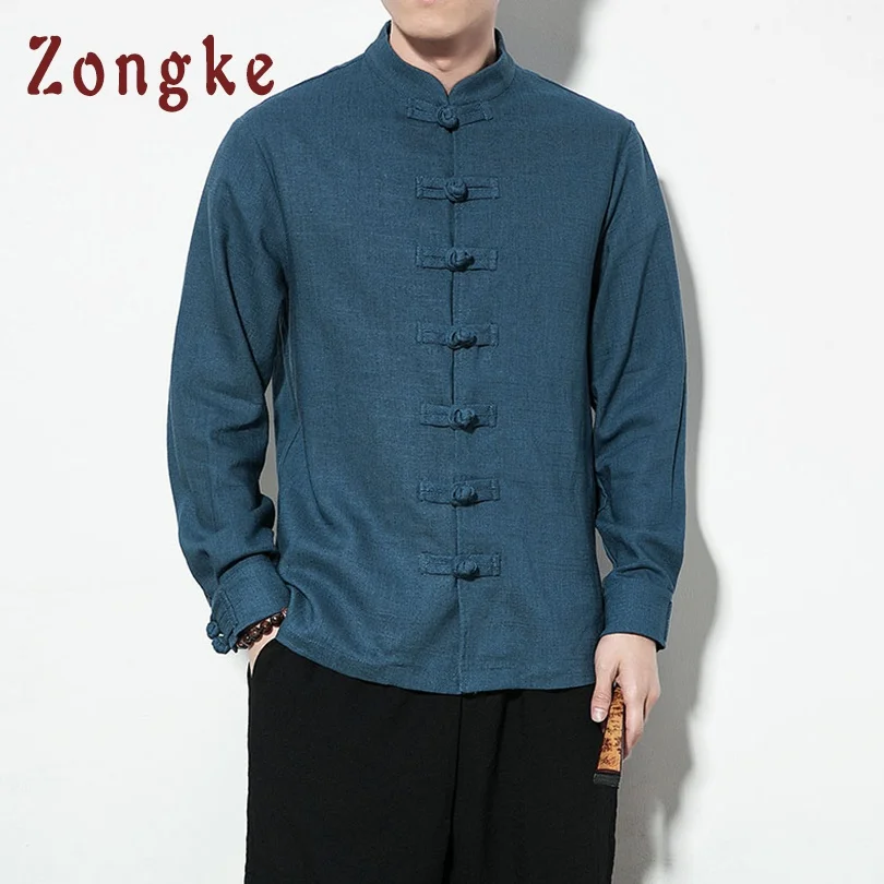Zongke китайский стиль хлопок льняная куртка мужская Японская уличная одежда куртка-бомбер мужская одежда хип-хоп пальто Мужская куртка XXXL Новинка