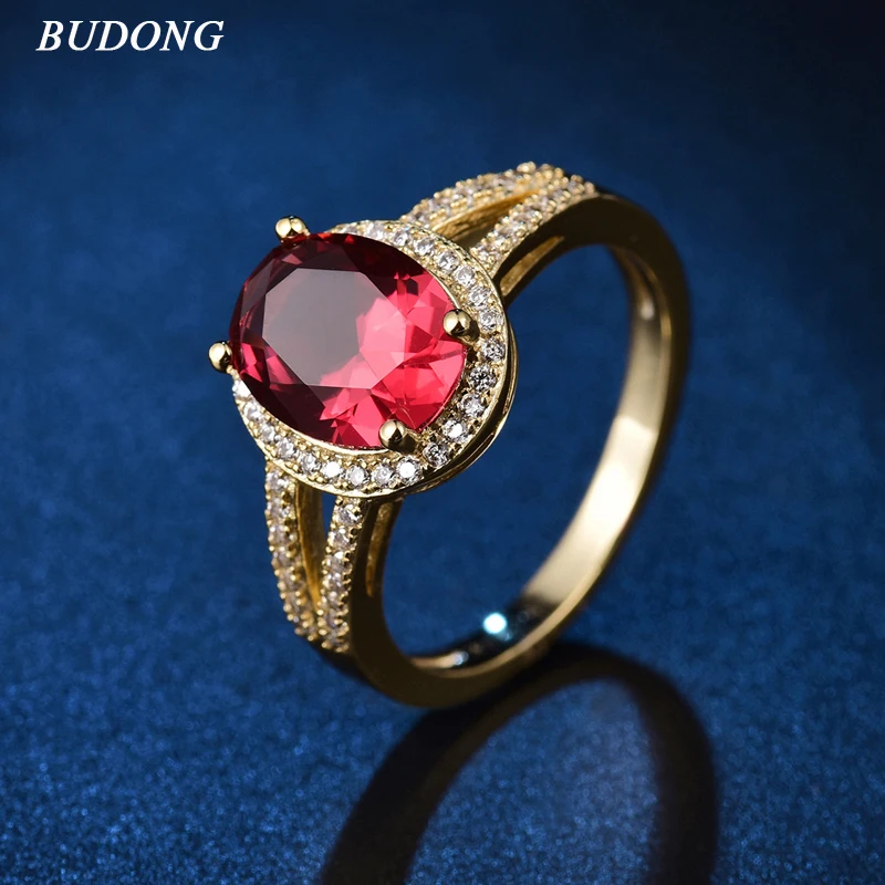 BUDONG Infinity великолепное красное женское кольцо на палец с овальным креплением anel