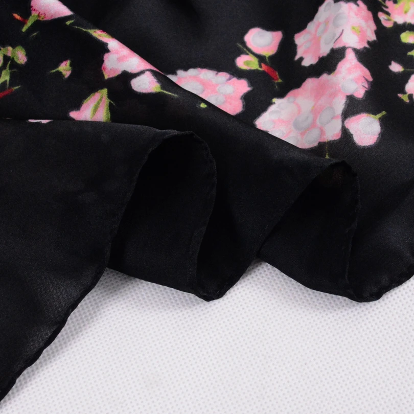 Женский шарф-платок [BYSIFA] черный или розовый из шелка квадратный шарф накидка