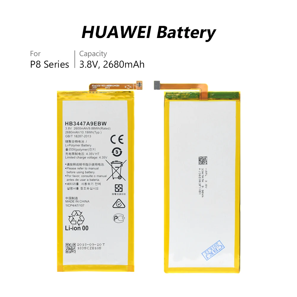 100% Новый оригинальный YCDC Высококачественный аккумулятор HB3447A9EBW для huawei Ascend P8 GRA L09