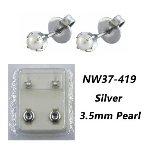 NW37-419 Пара уха шпильки для пирсинга Push-Back серьги хряща Tragus шпилька с полным круглым, сердечко с драгоценным камнем, жемчугом, бабочкой очарование цветок маргаритки - Окраска металла: NW37-419